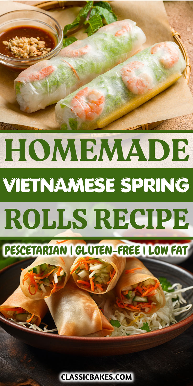 homemade vietnamese spring rolls recipe with text overlay