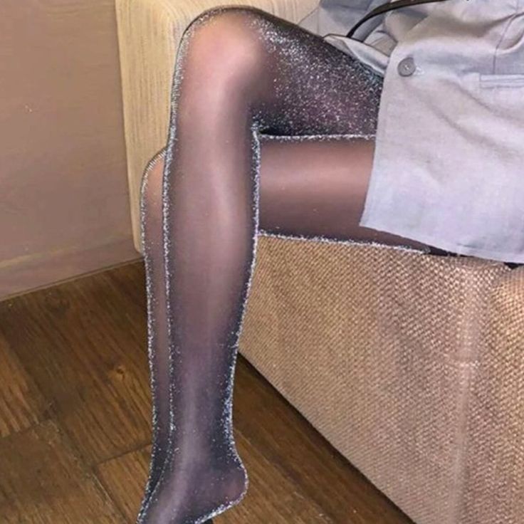 Black Glitter Pantyhose Tights * Size: L-Xxl * Color: Black * 90% Nylon, 10%Spandex * Hand Wash * Length: 33-5-78.7 * Waist Size: 7.9 21.7 Glitter Pantyhose, Panty Hose Outfits, Pantyhose Outfit, Love Styles, Stocking Legs, Cute Tights, Taupe Boots, Panty Hose, Pantyhose Heels