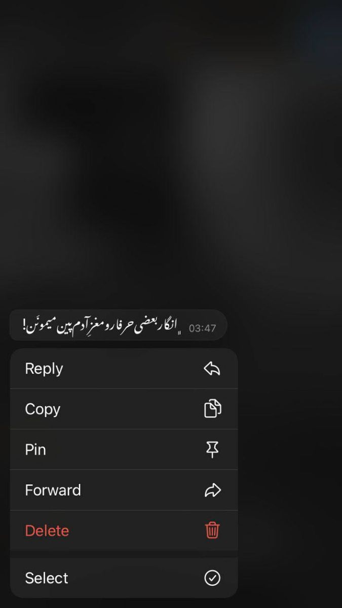 an arabic language menu on the iphone