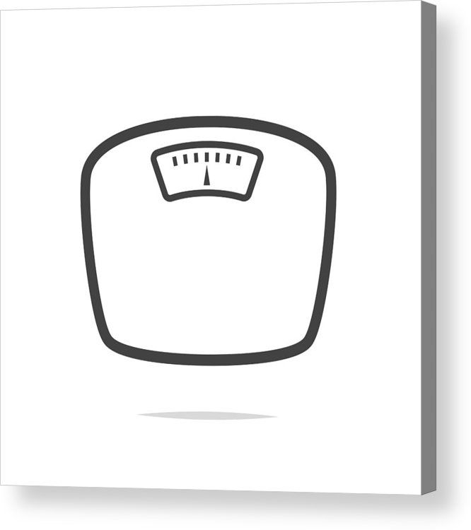 a black and white drawing of a weight scale on a white background canvas print wall art