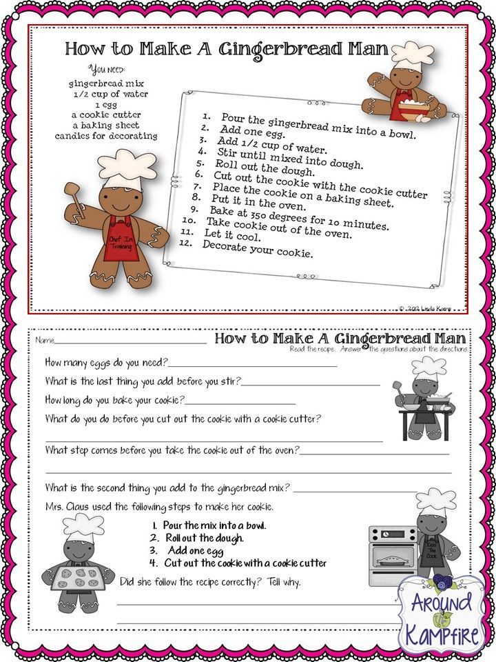 the gingerbread man worksheet with instructions