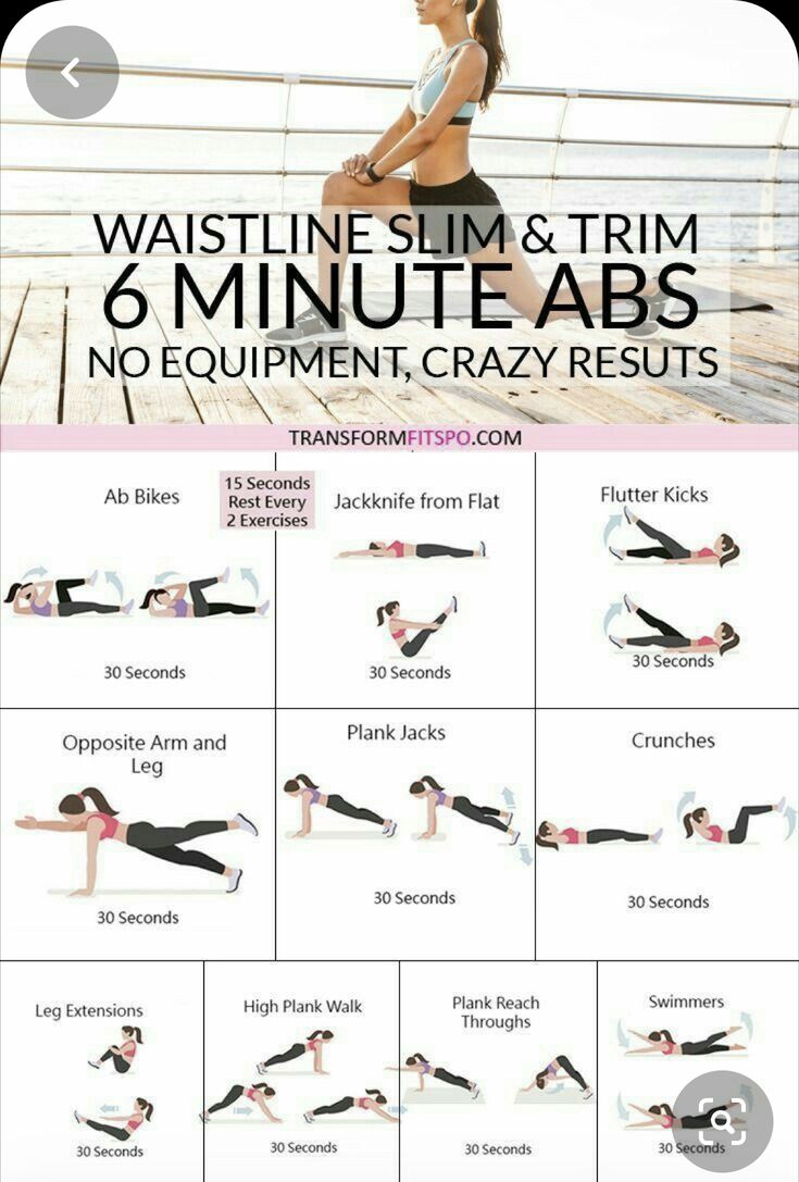 a woman doing an exercise with the text waistline slim and trim 6 minute abss no equipment crazy results