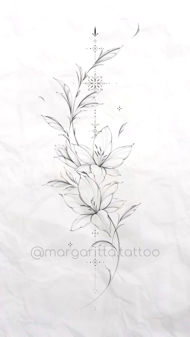 an artistic drawing of flowers on paper