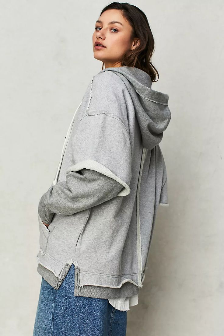 Cher Twofer | Free People Clothes Makeover, Custom Sneakers Diy, Unisex Clothes, Recycle Clothes, Cycling Outfit, So Cool, Casual Style Outfits, Layered Look, Sweatshirt Designs