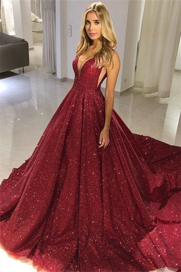 Looking for V Neck Straps Sequined A Line Prom Dresses | Sleeveless Floor Length Evening Dresses online? check v neck a line prom dresses at www.babyonlinedress.co.uk, you will not regret  to order at here. Red Green Dress, Prom Dresses Elegant, Princess Prom Dresses, Floor Length Prom Dresses, Dresses Formal Elegant, Sequin Prom Dress, Prom Dresses Sleeveless, Sequin Evening Dresses, A Line Prom Dresses