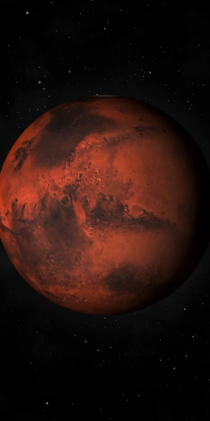 an artist's rendering of a red planet in space