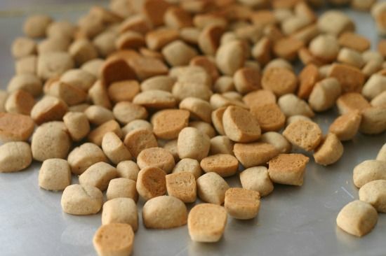 a pile of dog food sitting on top of a counter