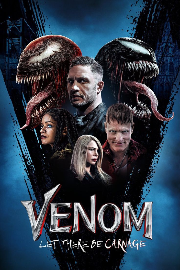 the movie poster for venom, which features two men and one woman in front of