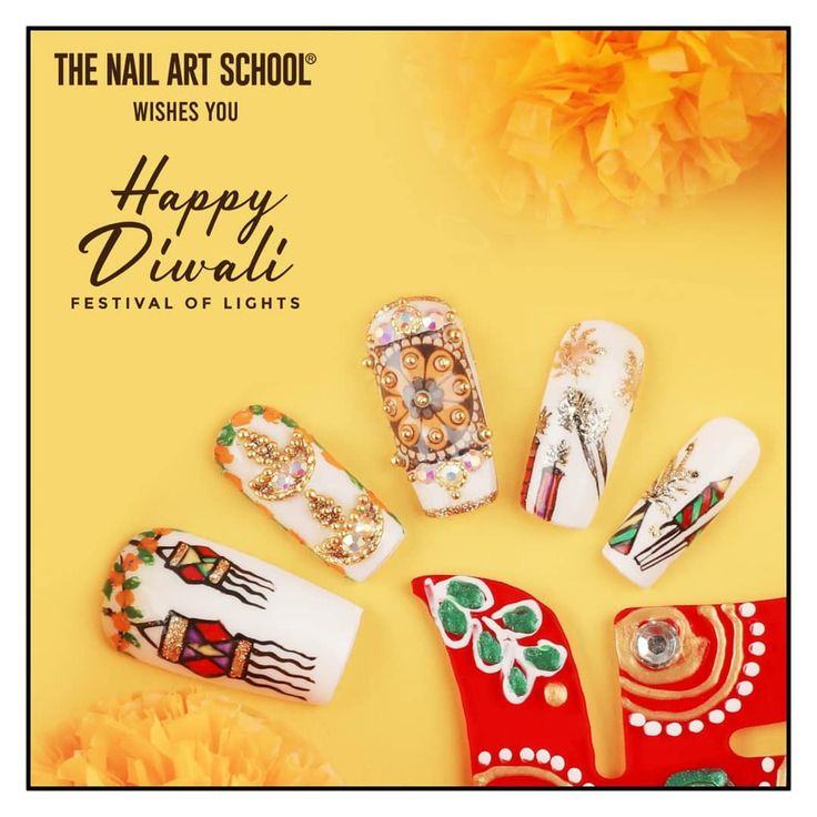 Diwali Special Nail Art Designs, Diwali Special Nail Art, Diwali Nails Art, Diwali Nail Art Designs, Festive Nails Indian, Diwali Nail Art, Diwali Nails, Nail Template, Nail Art Wheel