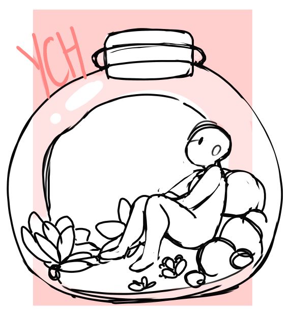 a drawing of a person sitting in a fish bowl