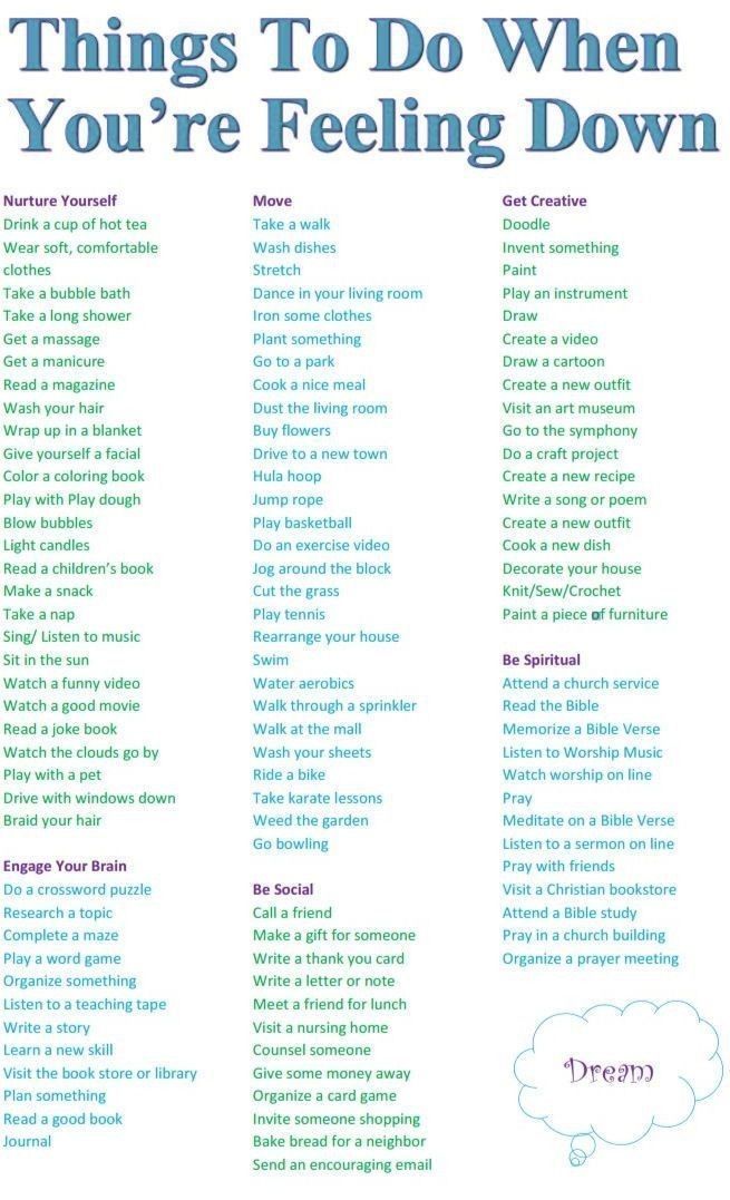 What to do when you’re feeling down #sadness #positivity Tenk Positivt, When Youre Feeling Down, Vie Motivation, Things To Do When Bored, Self Care Activities, Mental And Emotional Health, Feeling Down, Healthy Mind, Coping Skills