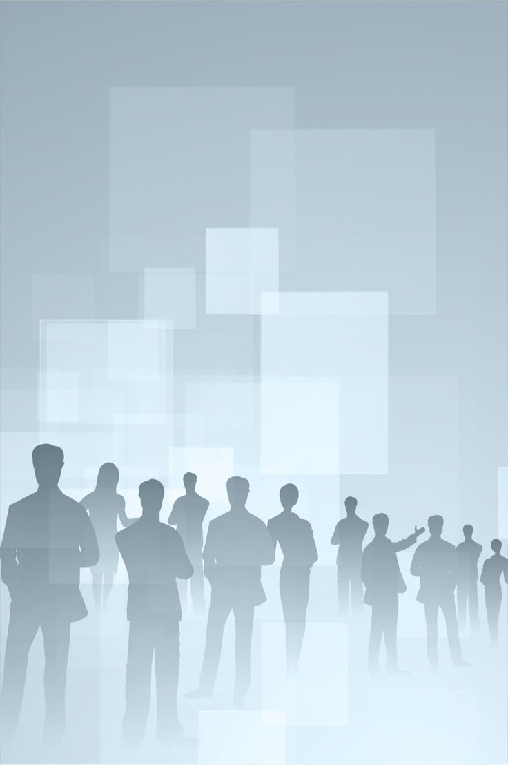 silhouettes of people standing in front of a gray background with squares and rectangles