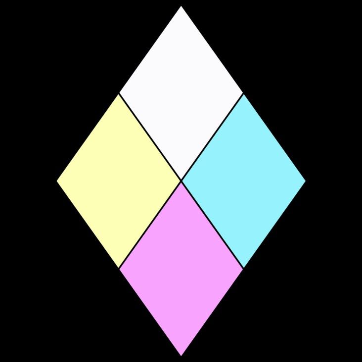 a black background with three different colored squares in the center and one smaller square at the bottom