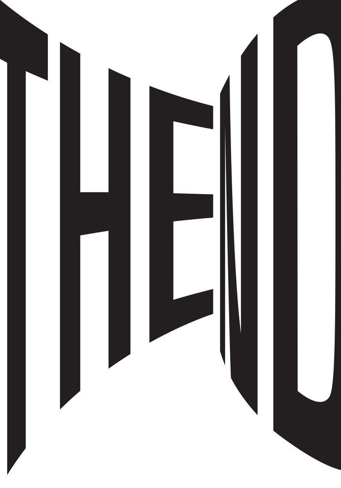 the end logo in black and white