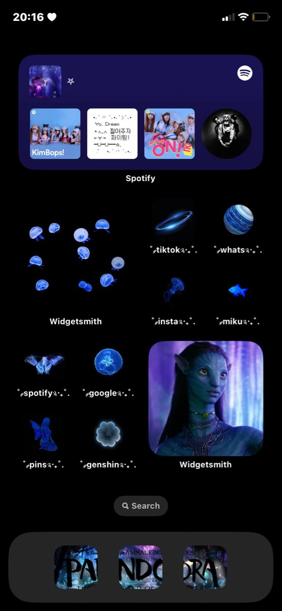 an iphone screen with various images and text on the bottom right corner, including avatars from star trek into space