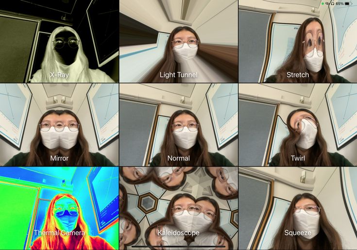 several images of a woman wearing a face mask