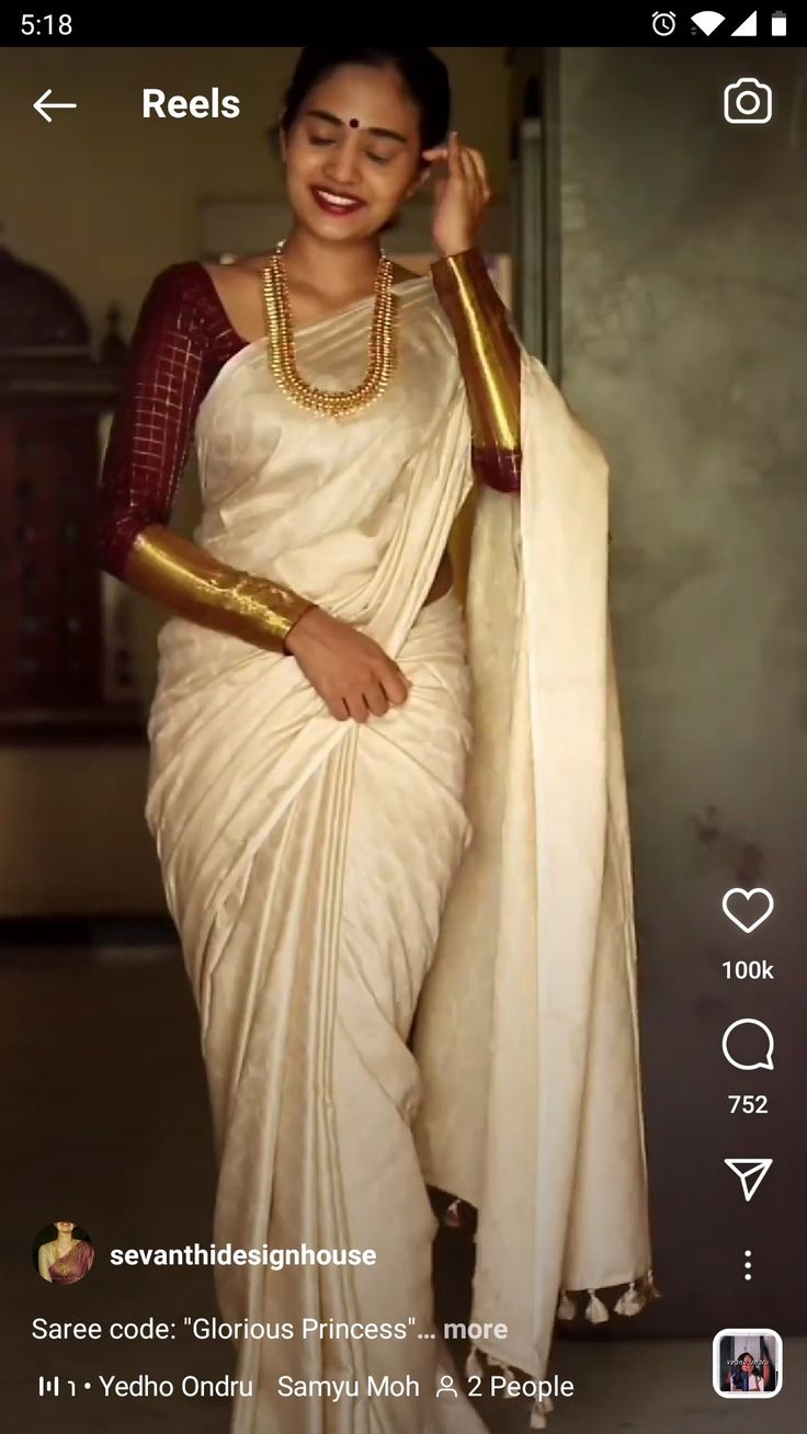 Onam Outfits Ideas, Summer Saree, Alternative Fashion Grunge, Plain Blouse Designs, Saree Model, Onam Outfits, Saree Styling, Saree Wearing, Saree Wearing Styles