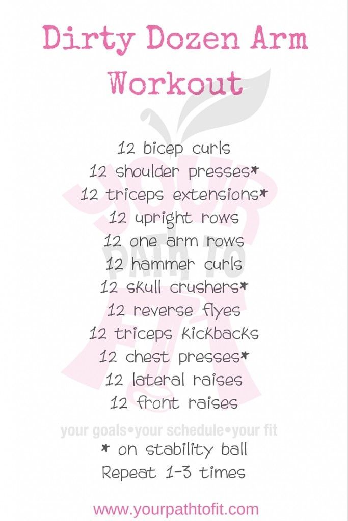 the dirty dozen arm workout for women with instructions on how to do it and how to use