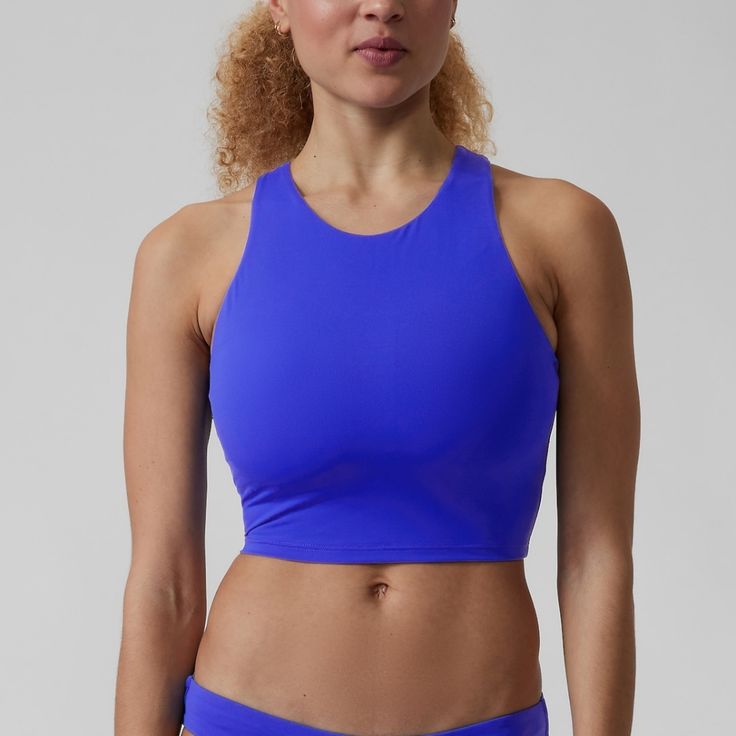 Athleta Conscious Crop Bikini Top Size Xxs Brand New With Tag Yacht Blue Light Support For D-Dd Cups With High Neck Coverage Removeable Padding D1 Athleisure Swimwear With Built-in Bra For Gym, Sporty Beach Tank Top With Built-in Bra, Sporty Stretch Activewear For Pool, Sporty Swimwear With Built-in Bra For Workout, Athleisure Swimwear With Built-in Bra And Racerback, Sporty Tankini With Built-in Bra For Pool, Sporty Halter Neck Swimwear With Built-in Bra, Purple Sports Bra For Summer, Purple Sports Bra With Built-in Bra For Summer