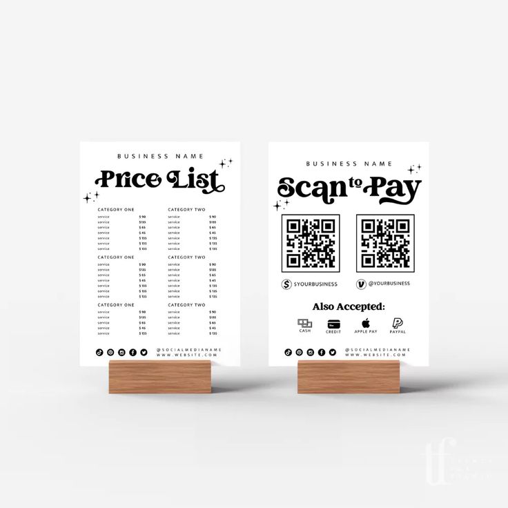 Retro Price List Sign & Scan to Pay Sign Canva Template | Dani - Trendy Fox Studio Price Signage, Scan To Pay Sign, Payment Sign, Scan To Pay, Price List Design, Craft Market Display, Price Signs, Custom Menu, Vendor Booth