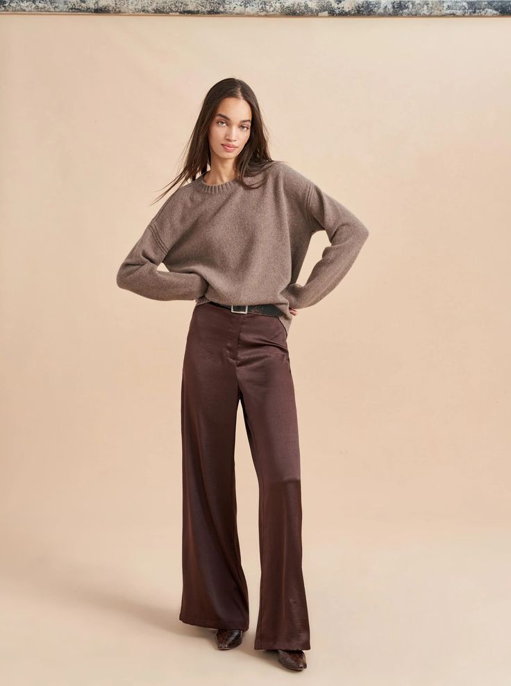 Val Sweater – La Ligne Oversized Versatile Sweater For Work, Versatile Oversized Sweater For Workwear, Chic Winter Cropped Cashmere Sweater, Chic Winter Cashmere Cropped Sweater, Chic Cashmere Cropped Sweater For Winter, Classic Cropped Sweater For Fall Layering, Chic Cashmere Crew Neck Sweater, Winter Workwear Cashmere Cropped Sweater, Fall Workwear Cropped Sweater, Crew Neck