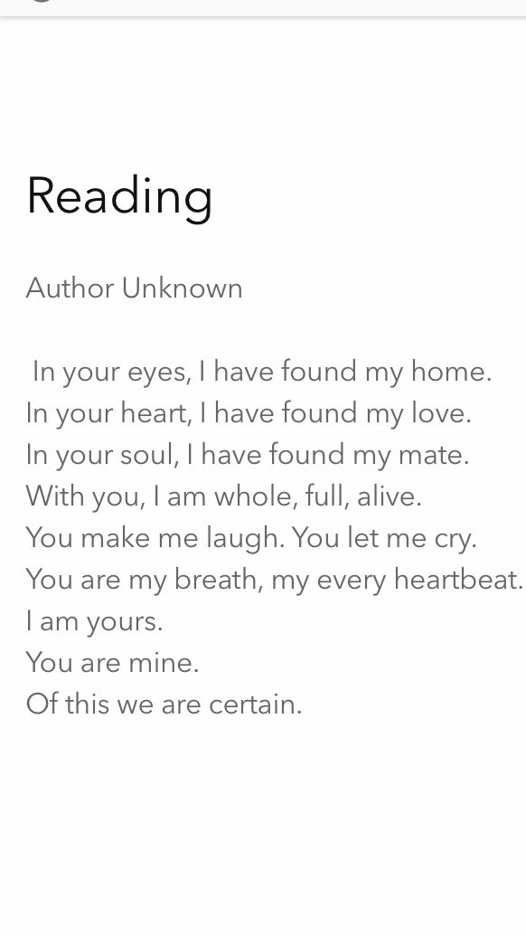 the text reads reading author unknown in your eyes, i have found my home in your heart, i have found my love