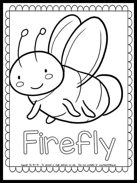 Coloring Pages for Kids Bug Coloring Pages For Preschool, Firefly Art Preschool, Firefly Activities For Kids, Firefly Coloring Page, Firefly Craft Preschool, Firefly Printable, Lightning Bug Craft, Firefly Show, Lightning Bug Crafts