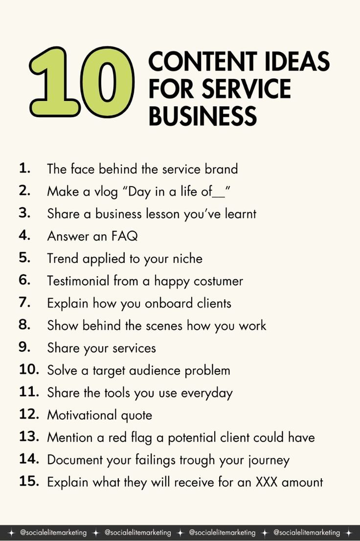 the ten content ideas for service business