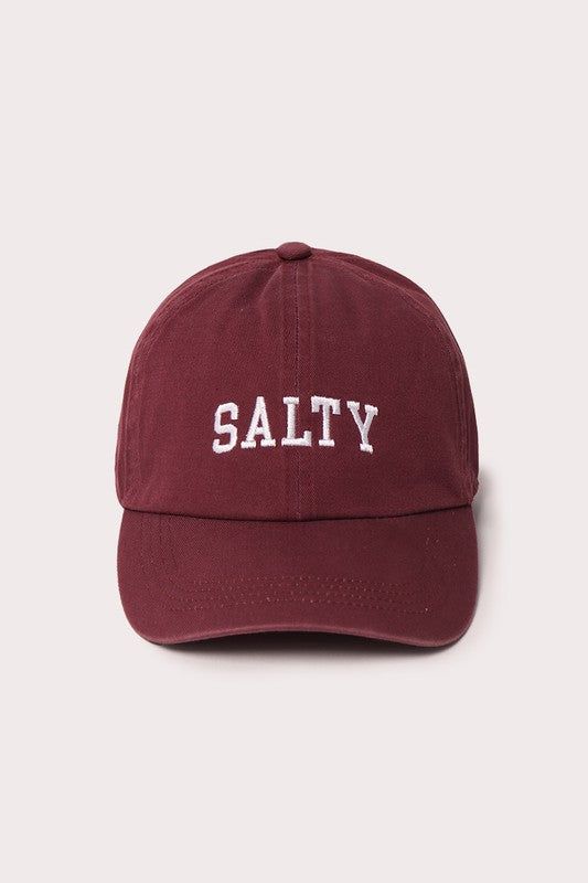 - Best selling Salty baseball cap! - 100% Cotton - One size fits most Casual Trucker Hat With Letter Print And Curved Bill, Baseball Season Dad Hat, Casual Baseball Hats With Letter Print, Casual Hats With Letter Print For Baseball Season, Casual Trucker Hat With Letter Print For Baseball Season, Casual Letter Print Trucker Hat For Baseball Season, Casual Baseball Letter Print Hats, Everyday Snapback Baseball Cap With Letter Print, Baseball Cap With Letter Print And Curved Bill