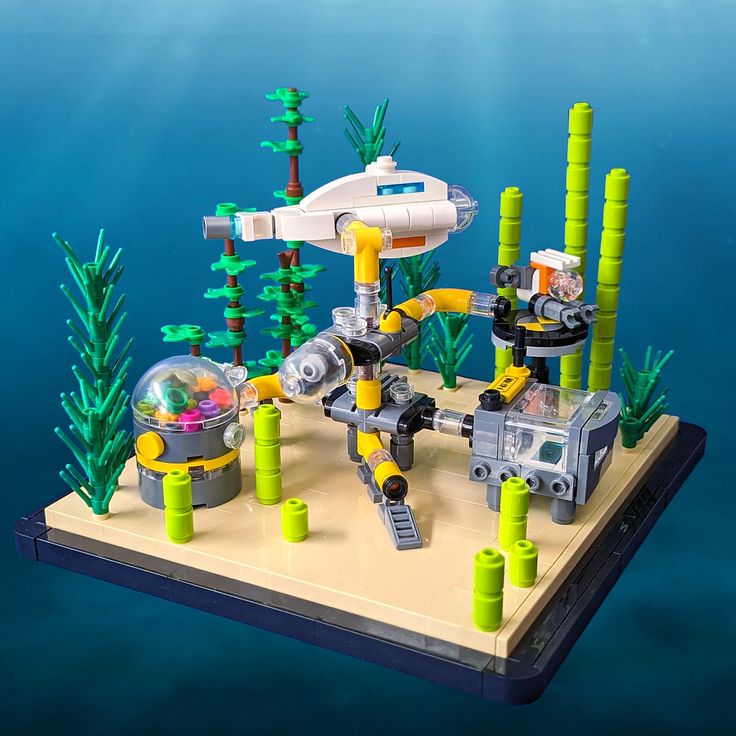 a lego model of an underwater space station