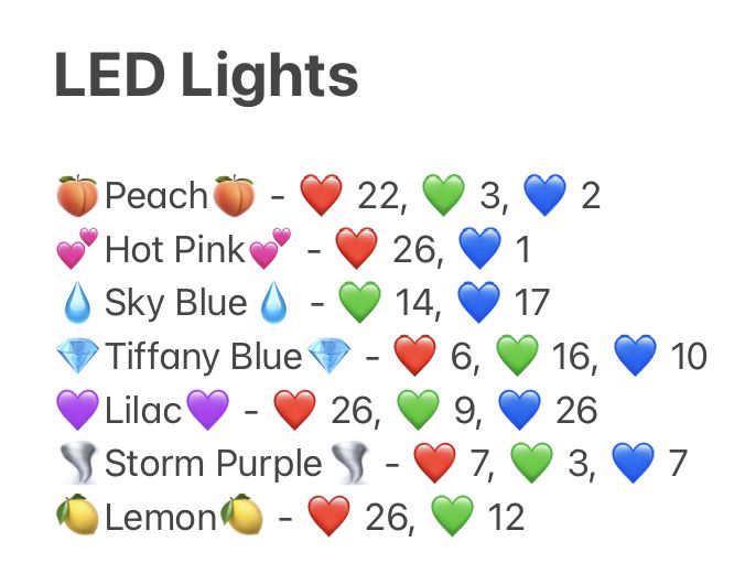 the different colors of hearts are shown in this chart