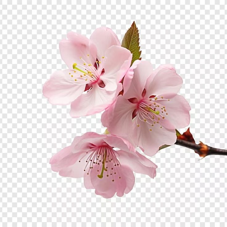 some pink flowers are on a branch