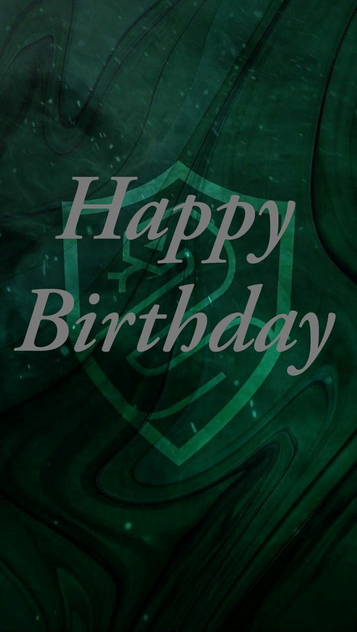 a green birthday card with the words happy birthday in white lettering on a black background