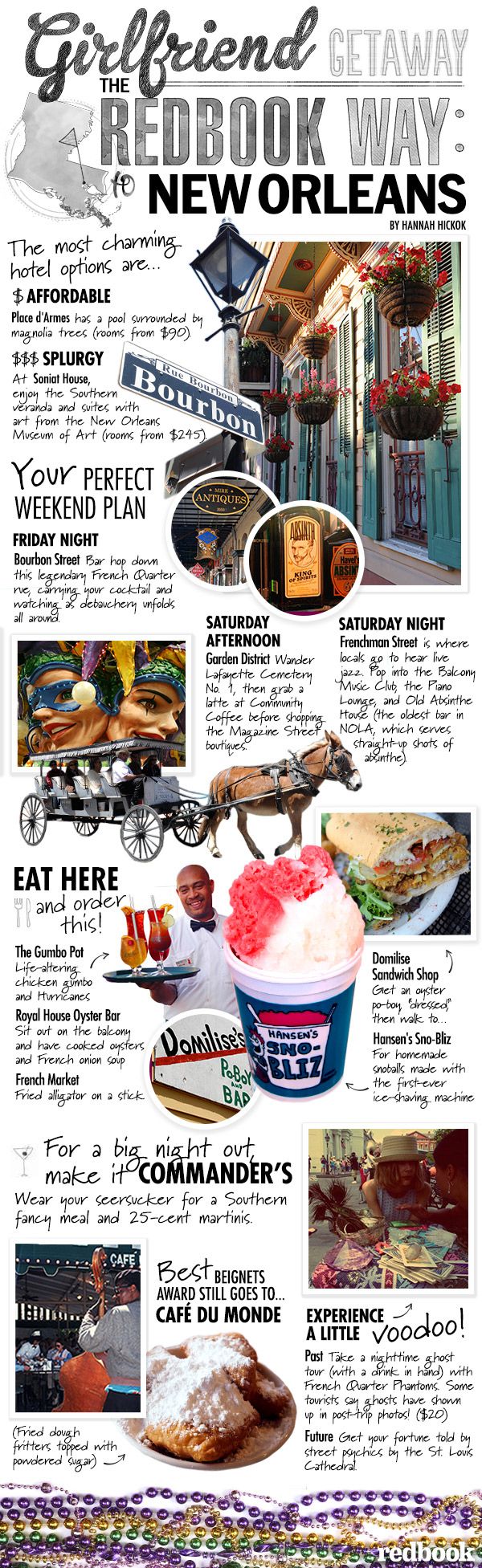 an advertisement for a new orleans restaurant with pictures of different types of food and drinks