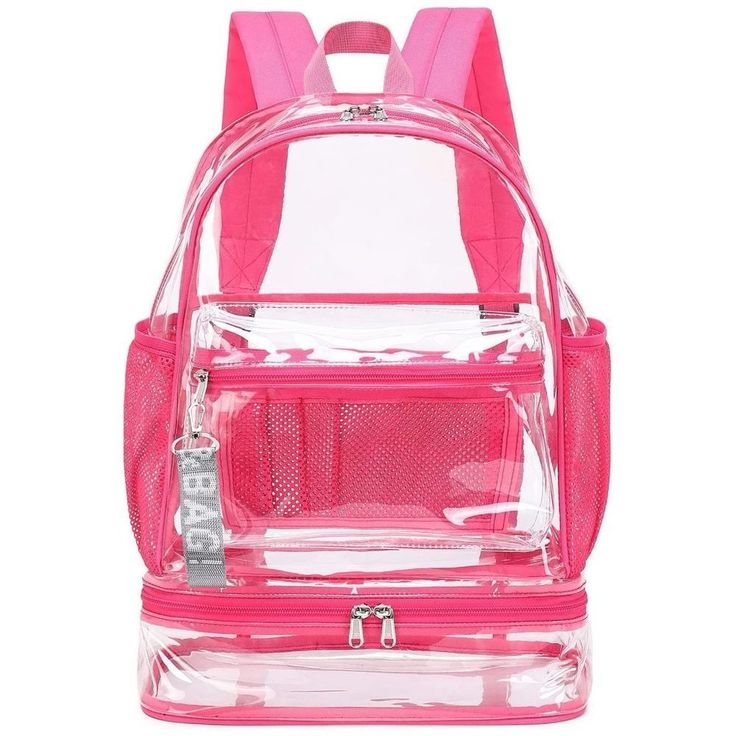 - Brand New - Color : Rose Pink With Shoe Compartment - Pvc - No Lining Lining - Zipper Closure - Thicker Durable Pvc: The Clear Backpack Is Made Of Smell-Less Thicker Pvc Material; Much More Durable For Everyday Use; It Is Both Durable And Soft That You Can Bend It As You Need; And It Would Not Crack Even In Cold Weather; Main Dual Zipper Closure Transparent Backpack With Completely See Through All Around, Including Back And Bottom. Which Is Perfect For Work, Stadium, Football Field. Multi-Func Transparent Backpack, Clear Backpack, Football Field, School Sports, Pvc Material, School Bag, Rose Pink, Cold Weather, Pink