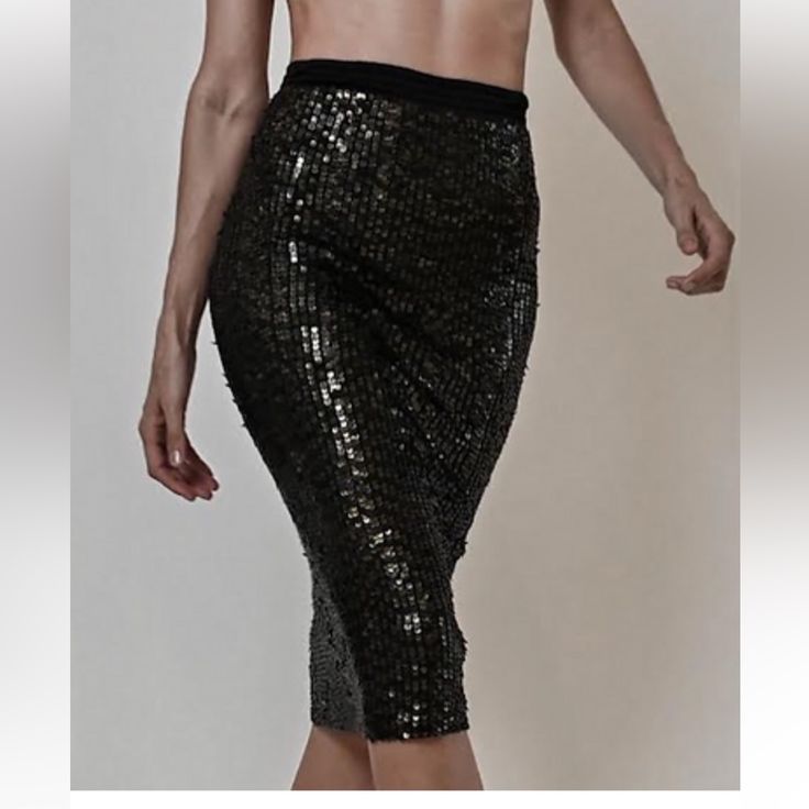 Sexy And Sleek! Glamorous Black Stretch Mini Skirt, Glamorous Black Skirt For Party Season, Glamorous High Waist Skirt For Club, Fitted Denim Skirt For Night Out, Fitted Black Bottoms With Sequins, Glamorous Black Party Skirt, Sequined Fitted Skirt For Club, High Waist Skirt For Club And Party Season, Club Fitted Sequin Skirt