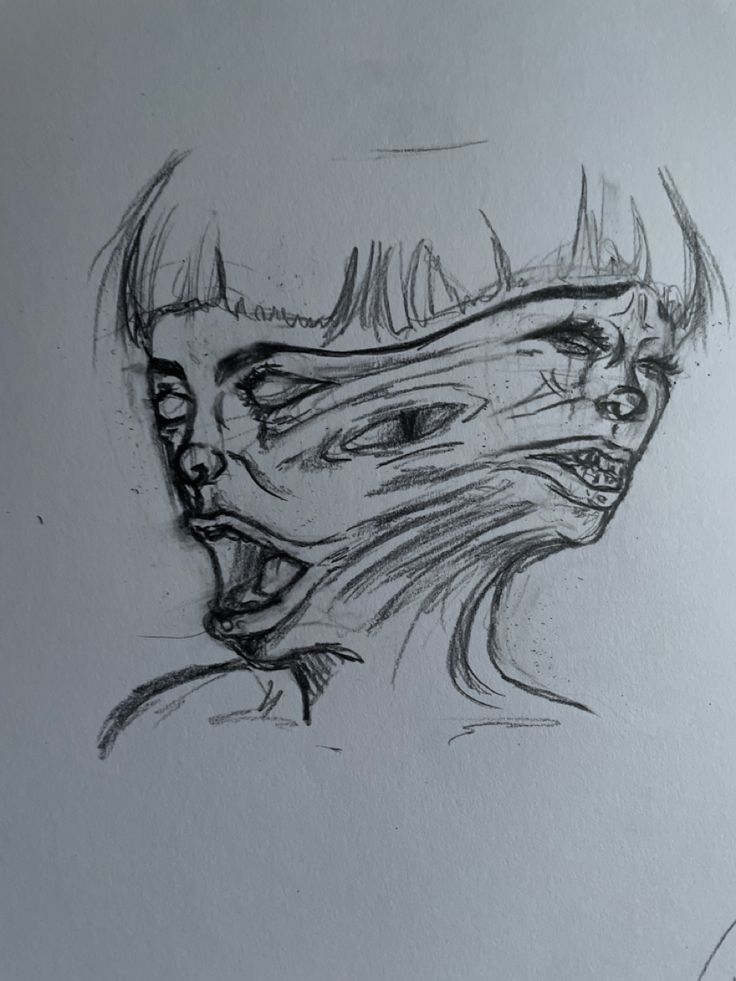 a drawing of a demon with its mouth open