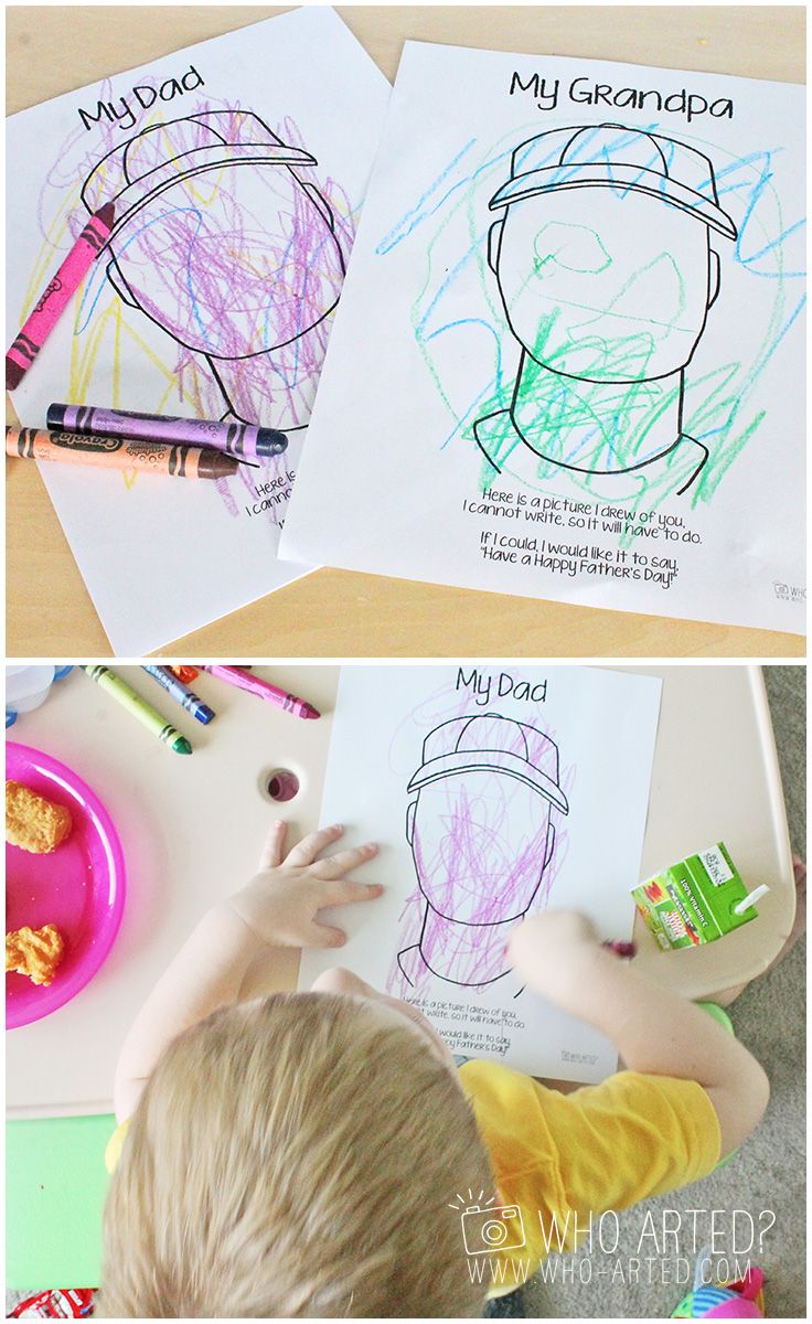 two pictures of children's drawings on paper with crayons