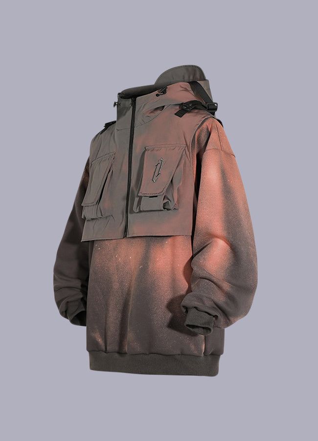 men's tactical fleece hoodie Urban Style Parka For Streetwear In Fall, Long Sleeve Techwear Sweatshirt For Outdoor, Techwear Long Sleeve Sweatshirt, Urban Style Parka For Winter Urban Adventures, Outdoor Techwear Sweatshirt With Long Sleeves, Outdoor Long Sleeve Techwear Sweatshirt, Techwear Long Sleeve Sweatshirt For Outdoor, Functional Fleece Hoodie For Fall, Urban Oversized Parka For Streetwear