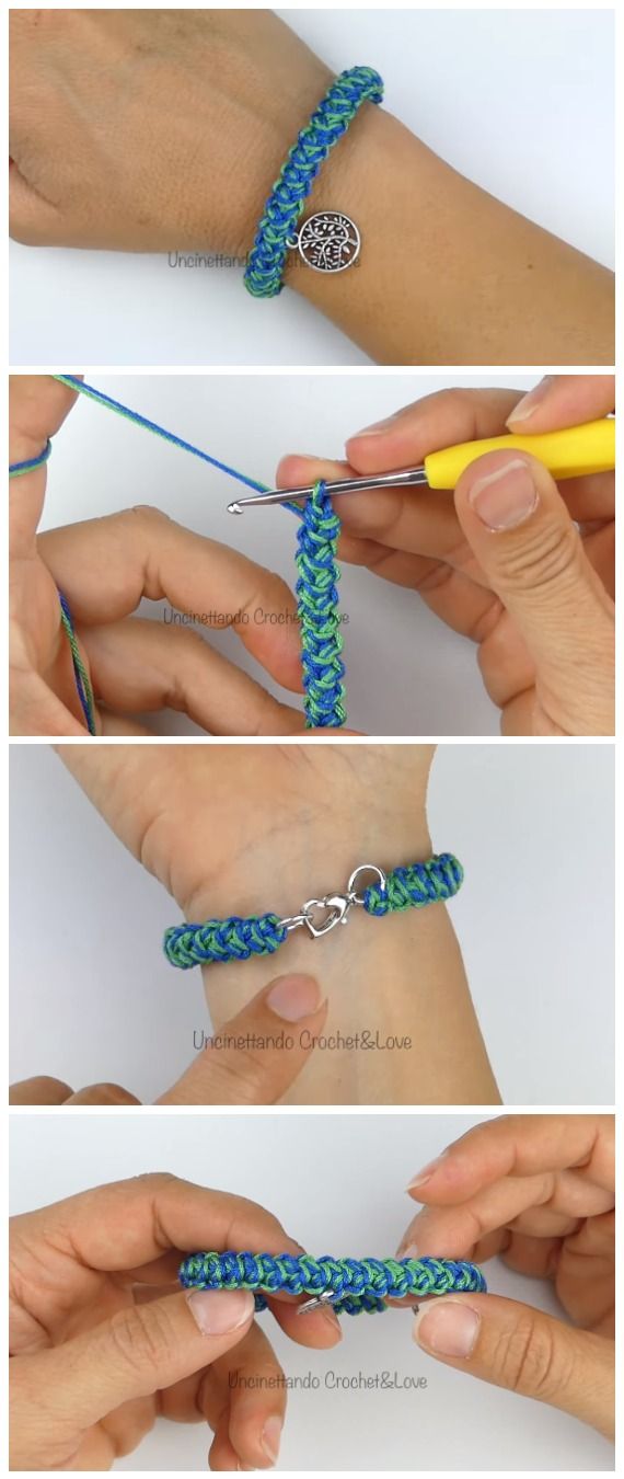 the instructions for how to make a braid bracelet with beads and chain, including an open loop