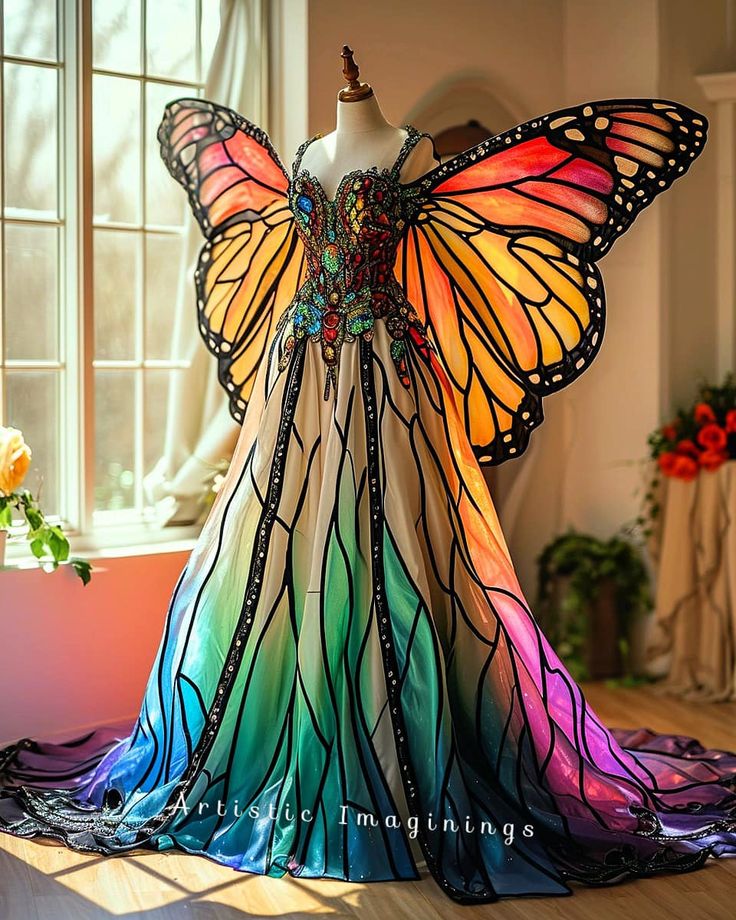 Butterfly Wing Dress, Butterfly Costume, Butterfly Fashion, Concept Clothing, Fantasy Dresses, Theme Dress, Dress Tutorials, Fantasy Gowns, Fairy Fashion