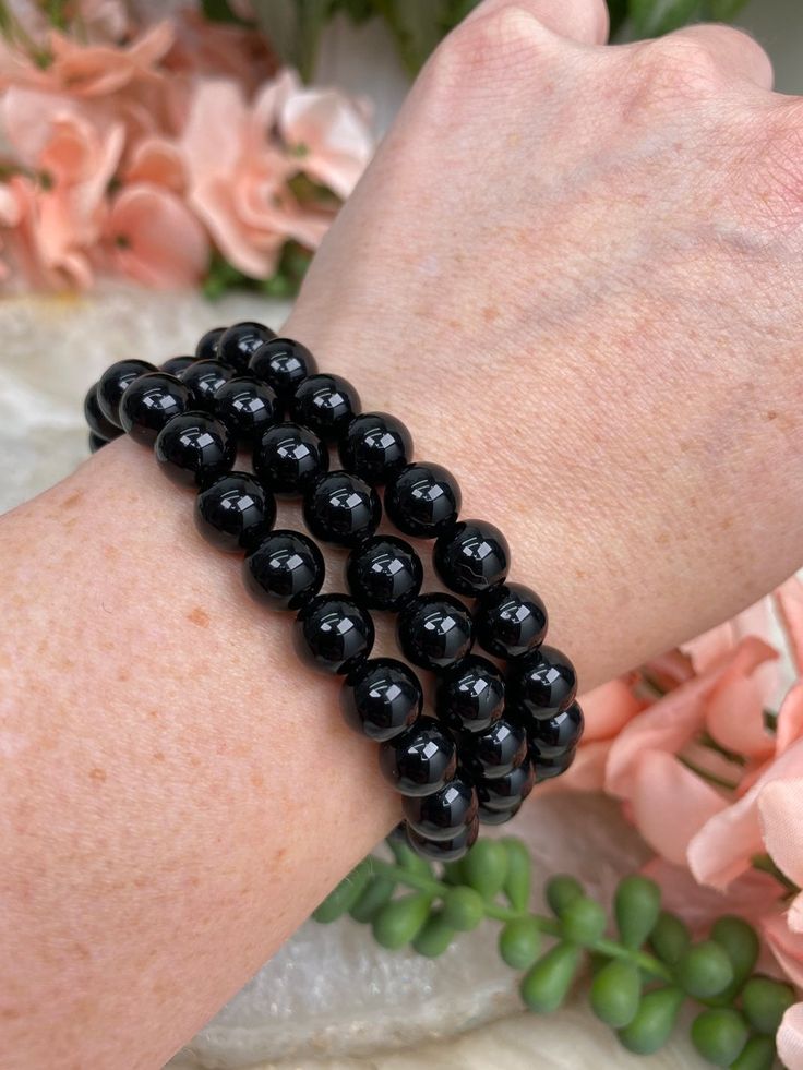 Black-Obsidian-Bracelet-8mm-bead Black Healing Beaded Bracelets With Round Beads, Black Gemstone Beads Stretch Bracelet Gift, Black Gemstone Beads Stretch Bracelet, Black Onyx 8mm Beads Stretch Bracelet, Black Crystal Bracelet With Gemstone Beads For Healing, Black Stretch Bracelet With Gemstone Beads, Black Onyx Stretch Bracelet With 8mm Beads, Black Crystal Gemstone Bracelet For Healing, Black Stretch Bracelet With Gemstone Beads For Gift