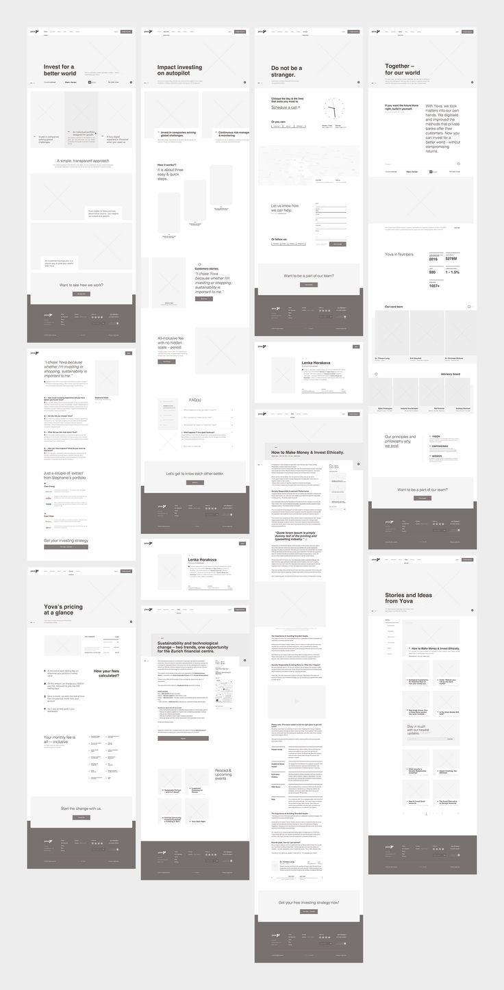 a large number of white and gray web pages