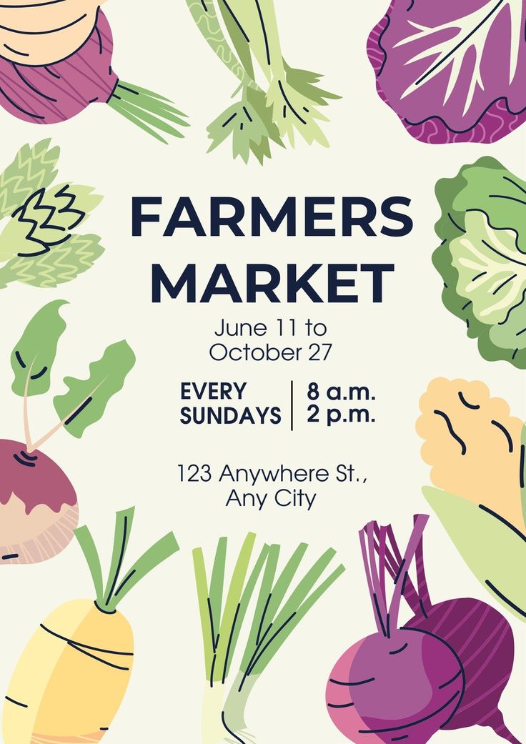 an advertisement for farmers market with colorful vegetables