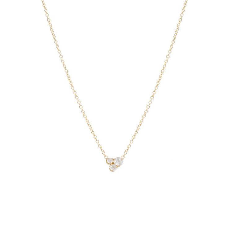 14k gold large 3 mixed diamond prong set necklace on a 16" chain SPECIFICS• 14k adjustable 16" chain• white diamonds .18 ctw Diamond Cluster Necklace, Delicate Fine Jewelry, Set Necklace, Ring Size Guide, Gold Chain Necklace, Diamond Cluster, White Diamonds, 14kt Gold, Bracelet Sizes