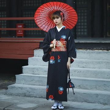 Kimonos – IDREAMMART Girls Formal Wear, Black Floral Kimono, Japanese Yukata, Traditional Japanese Kimono, Japan Outfit, Traditional Kimono, Black Kimono, Cotton Kimono, Womens Kimono