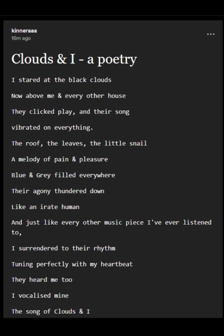 the poem clouds and i - a poetry is shown in this screenshot from an old computer