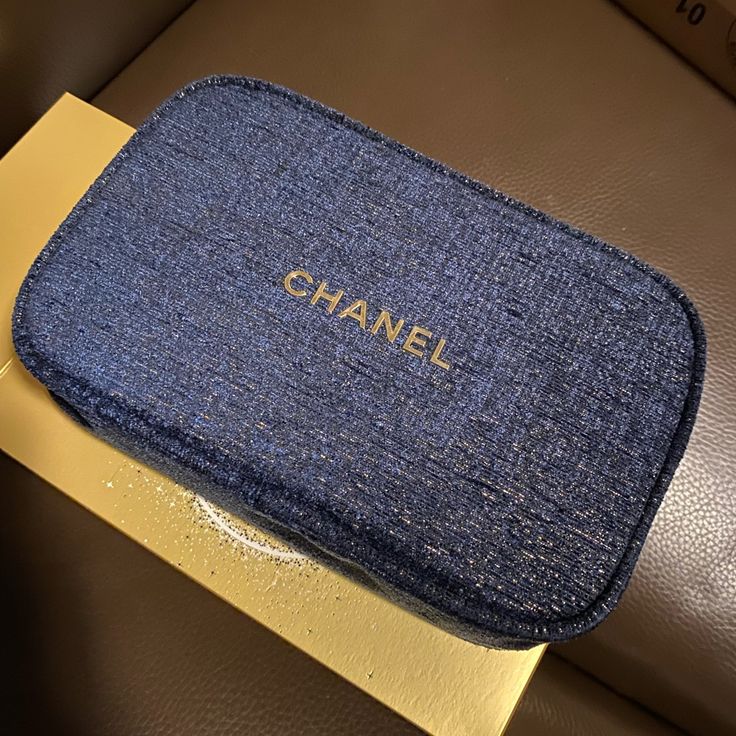 Chanel Bag Make Up Bag Brand New Luxury Pouch Cosmetic Bag For Shopping, Designer Blue Rectangular Case Bag, Blue Rectangular Case Shoulder Bag For Gift, Modern Blue Rectangular Case Bag, Designer Cosmetic Bag With Dust Bag For Daily Use, Luxury Blue Rectangular Case Shoulder Bag, Designer Blue Shoulder Bag For Gift, Luxury Blue Rectangular Shoulder Bag, Designer Blue Shoulder Bag As Gift