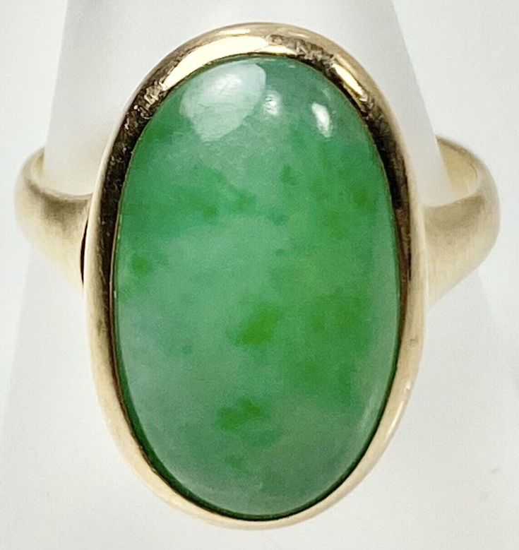 14K 10.59 CT GREEN JADEITE JADE RING VINTAGE (C322B) Preowned condition with signs of wear due to age. Ring is a size 9.25. Please see all photos for consideration before purchasing. Ships USPS Ground Advantage. Antique Jewelry Rings, Jade Ring, Ring Vintage, All Photos, Vintage Watches, Precious Metals, Vintage Rings, Antique Jewelry, Vintage Antiques