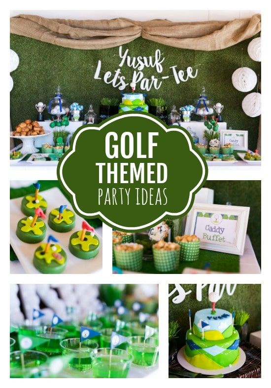 a golf themed party with cupcakes and desserts